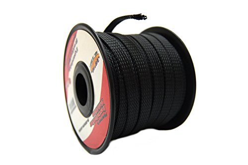 Product Cover BLACK 3/8 100FT BRAIDED EXPANDABLE FLEX SLEEVE WIRING HARNESS LOOM WIRE COVER