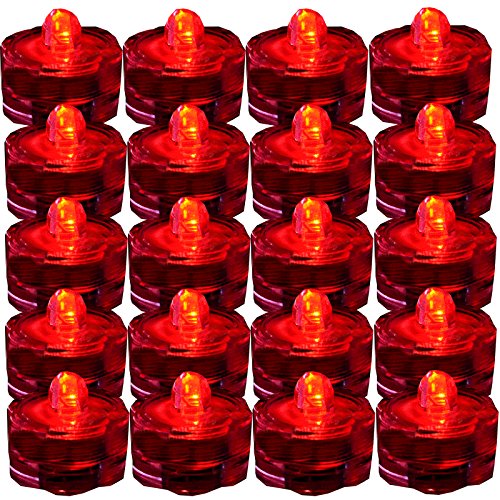 Product Cover JYtrend Super Bright LED Floral Tea Light Submersible Lights for Party Wedding (Red, 20 Pack)