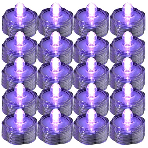 Product Cover JYtrend SUPER Bright LED Floral Tea Light Submersible Lights For Party Wedding (Purple, 20 Pack)