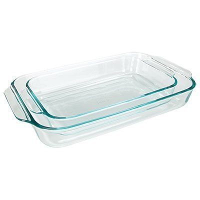 Product Cover Pyrex Basics Clear Oblong Glass Baking Dishes - 2 Piece Value-plus Pack Set - 1 Each: 2 Quart, 3 Quart