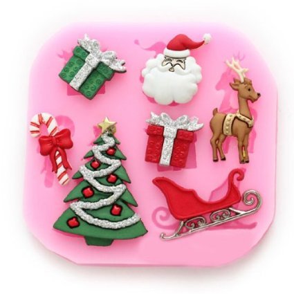 Product Cover Longzang No.534 Christmas Fondant Silicone Sugar Mold Cake Decorating, Pink