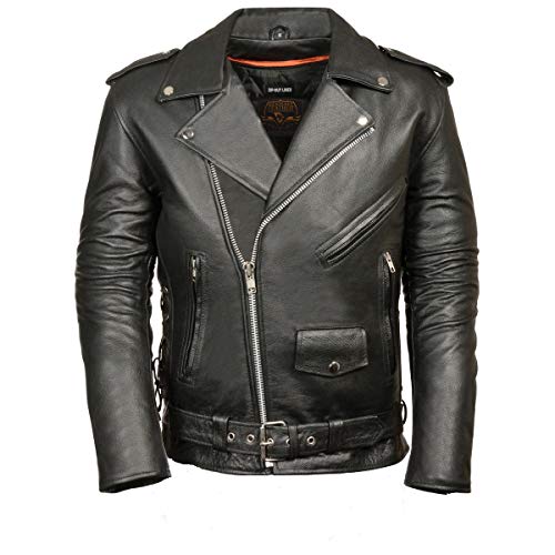 Product Cover MILWAUKEE LEATHER Men's Classic Side Lace Police Style Motorcycle Jacket (Black, XX-Large)