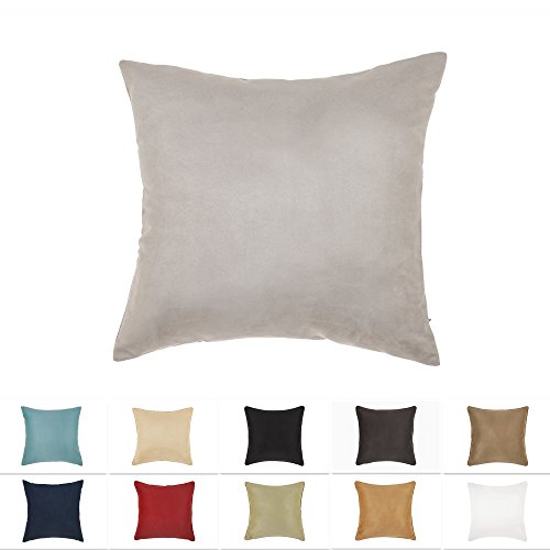 Product Cover DreamHome 26 X 26 Inches Gray Color Faux Suede Decorative Euro Pillow Cover, Throw Pillow Case with Hidden Zipper, Super Soft High Quality Faux Suede On Both Sides