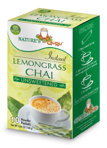Product Cover Nature's Guru Instant Lemongrass Chai Tea Drink Mix Unsweetened 10 Count Single Serve On-the-Go Drink Packets