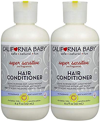 Product Cover California Baby Super Sensitive Hair Conditioner | No Fragrance | Deep Conditioning and Soft Detangling Hair Care for Infants, Newborns and Toddlers | Leave In and Rinse Out | 2 Pack