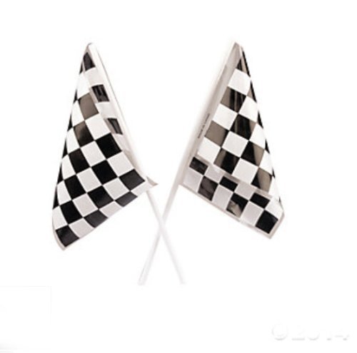 Product Cover Lot of 24 Plastic Checkered Mini Racing Flags Race Party Favor
