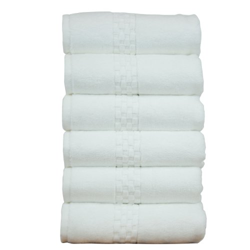 Product Cover Luxury Hotel & Spa Towel Turkish Cotton - Checkered Pattern (White, Hand Towel - Set of 6)(16 X 30)