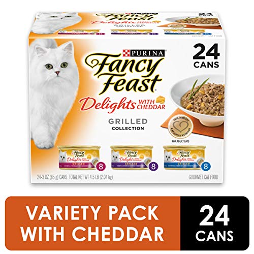 Product Cover Purina Fancy Feast Gravy Wet Cat Food Variety Pack, Delights With Cheddar Grilled Collection - (24) 3 oz. Cans