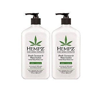 Product Cover Hempz herbal body moisturizer, pearl white, fresh coconut/watermelon, 17 Ounce,pack of 2