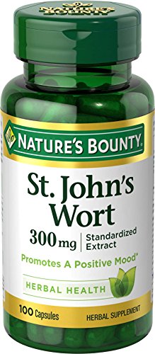 Product Cover Nature's Bounty St. John's Wort Pills and Herbal Health Supplement, Promotes a Positive Mood, 300mg, 100 Capsules