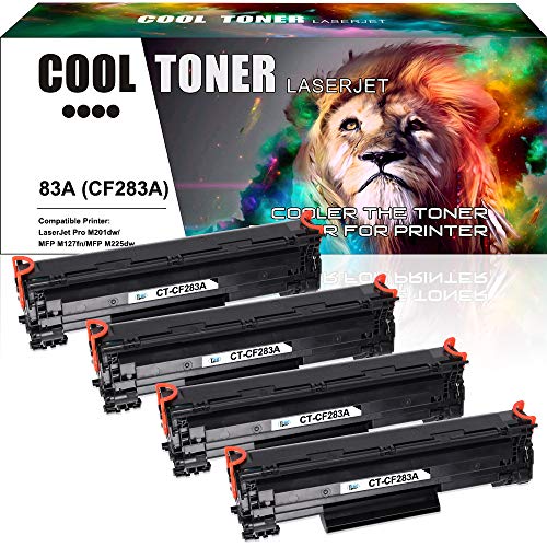 Product Cover Cool Toner Compatible Toner Cartridge Replacement for HP 83A CF283A MFP M127fw for HP M225dn M201dw M127fw M125nw M225dw HP Laserjet Pro MFP M127fw M125nw HP Laserjet Pro M201dw Toner Ink Printer- 4PK