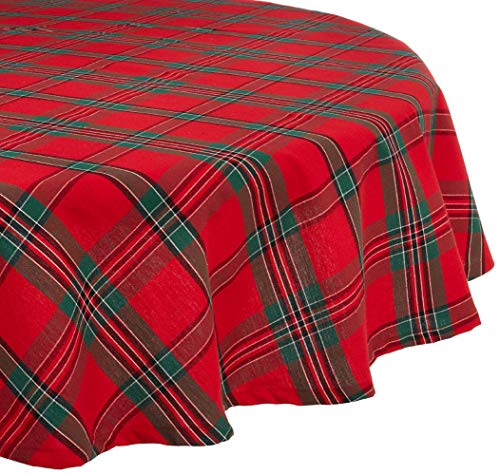 Product Cover DII Holiday Plaid Round Tablecloth, 100% Cotton with 1/2