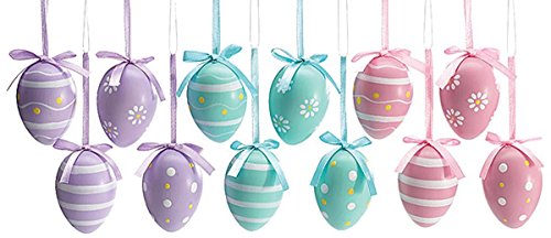 Product Cover Easter Egg Ornaments 3 Assorted Designs Holiday Gift Home Decor- Set of 12