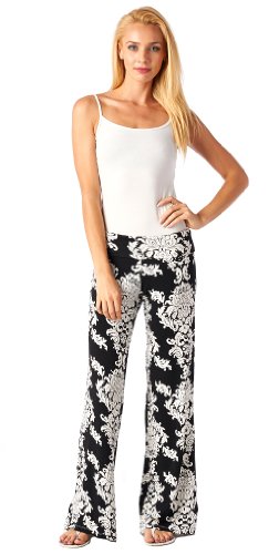 Product Cover Popana Womens Casual Print Palazzo Pants Plus Size Made in USA