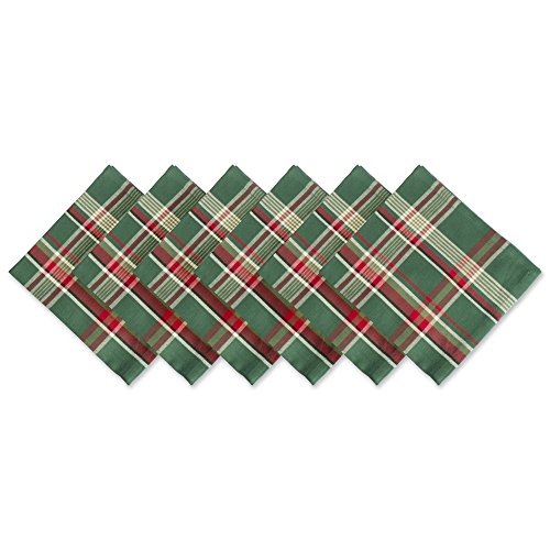 Product Cover DII Dark Green Plaid 100% Cotton Oversized Napkin for Holidays, Family Gatherings, & Christmas Dinner - Set of 6 (20x20