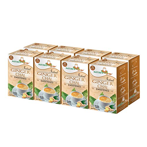 Product Cover Nature's Guru Instant Ginger Chai Tea Drink Mix Sweetened 10 Count Single Serve On-the-Go Drink Packets (Pack of 8)