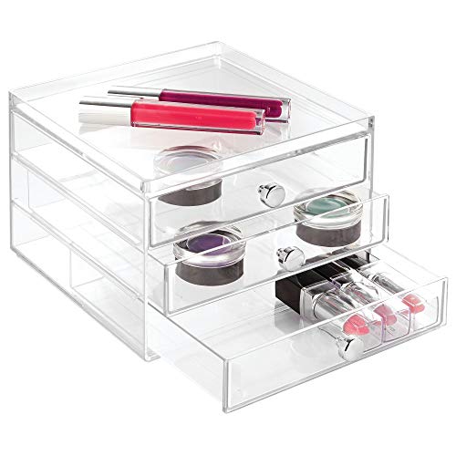 Product Cover iDesign 3 Plastic Vanity, Compact Slim Storage Organization Drawers Set for Cosmetics, Dental Supplies, Hair Care, Bathroom, Dorm, Desk, Countertop, Office, 6.5