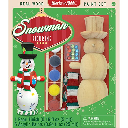 Product Cover MasterPieces Works of Ahhh Christmas Real Wood Large Acrylic Paint Kits, Winter Snowman Figurine, For Ages 4+
