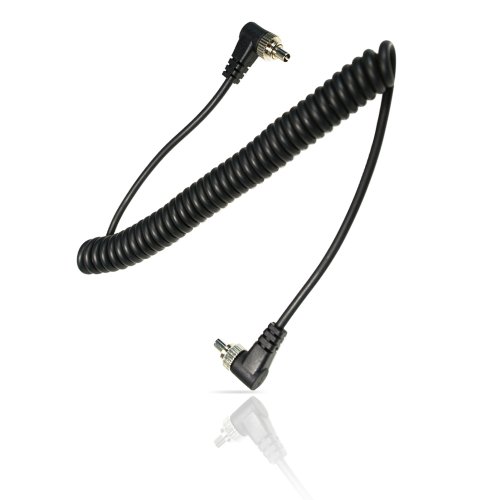 Product Cover Foto&Tech Male to Male M-M FLASH PC Sync Cable Cord 12-Inch Coiled Cord with Screw Lock Compatible with Nikon, Canon, and most DSLR cameras Flash Trigger (Male to Male FLASH PC Sync Cable)