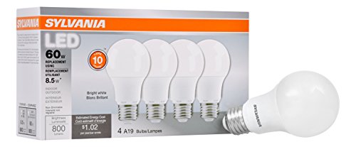 Product Cover SYLVANIA Value LED Light Bulb, A19, 60W Equivalent, Bright White 3500K, 4 Pack