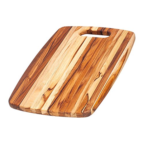 Product Cover Teak Cutting Board - Rounded Rectangle Chopping Board With Centered Handle (18 x 12 x .75 in.) - By Teakhaus