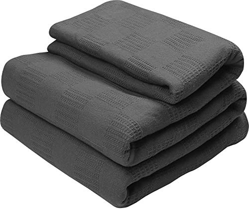 Product Cover Utopia Bedding Premium Cotton Blanket Twin Grey - Soft Breathable Thermal Blanket - Ideal for Layering Any Bed