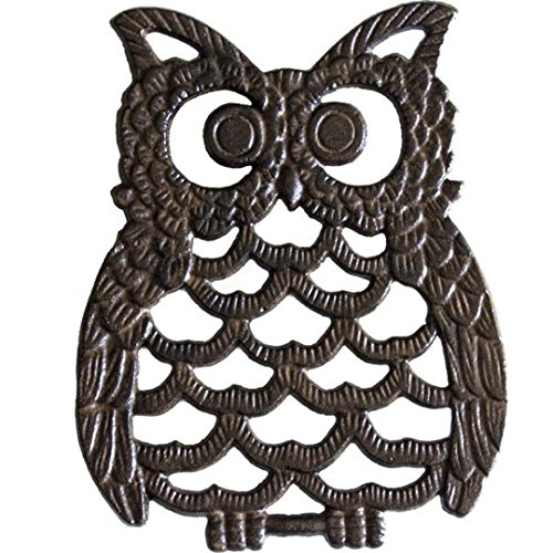 Product Cover Cast Iron Owl Trivet - Decorative Trivet For Kitchen Counter or Dining Table Vintage, Rustic, Artisan Design - 7.75X6