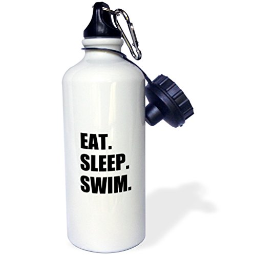 Product Cover 3dRose wb_180447_1 Eat Sleep Swimming Enthusiast-Swimmer Passion-Black Text Sports Water Bottle, 21oz, Multicolored
