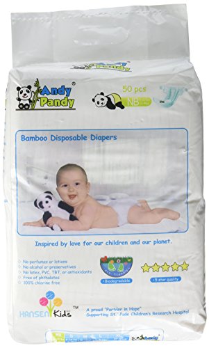 Product Cover Andy Pandy Biodegradable Bamboo Disposable Diapers, Newborn, 50 Count-Pack