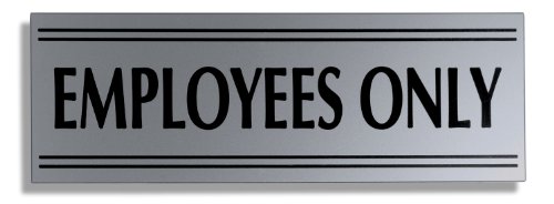 Product Cover JP Signs - Employees Only Sign - 9 X 3 Inch Premium Business Signage on Durable Engraved Plates (Silver / Black) - Not a Sticker - Ideal for Office, Restaurant, Store - Highly Visible Elegant Design - High Quality Plastic Material - 20 Year