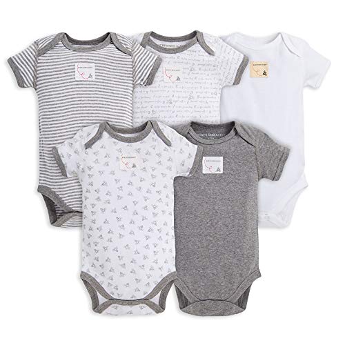 Product Cover Burt's Bees Baby Baby, 5-Pack Long Short Sleeve One-Piece Bodysuits, Organic Cotton, Heather Grey Prints, 0-3 Months
