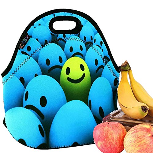 Product Cover iColor Smile Boys/girls Neoprene Sleeve Food Carrying LUNCH BOX School Office Tote Pouch Cooler Insulated Holder W/ Handle Soft Cover Case