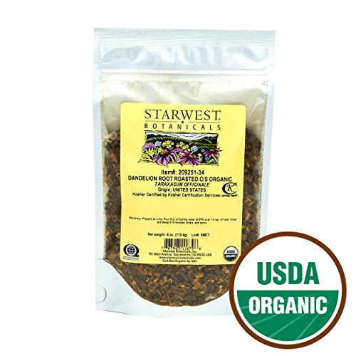 Product Cover Starwest Botanicals Organic Dandelion Root Roasted Cut [4 Ounces] Loose Tea in Bulk