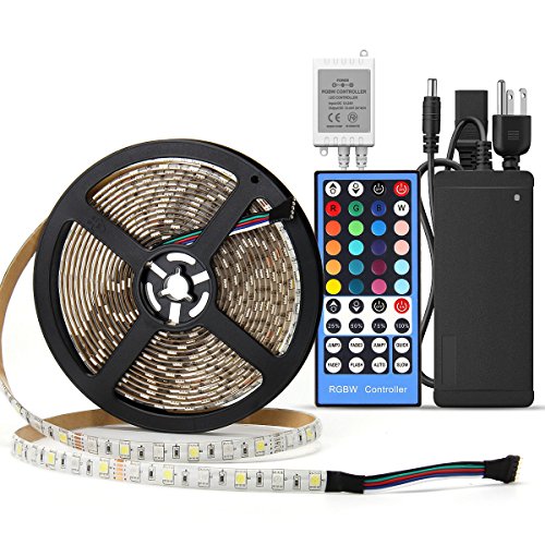 Product Cover SUPERNIGHT RGBW LED Strip - 16.4FT 5050 RGB + Cool White Color Changing Flexible Rope Lights Waterproof 300 LEDs TV Back Lighting with Remote Controller and 12V Power Supply