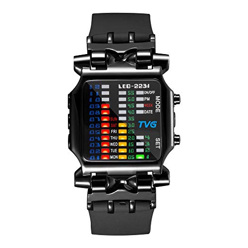 Product Cover Men's Digital Watch TVG Cool Creative Fashion Watch LED Display Waterproof Watch Binary Digital Clock Casual Gift Watches