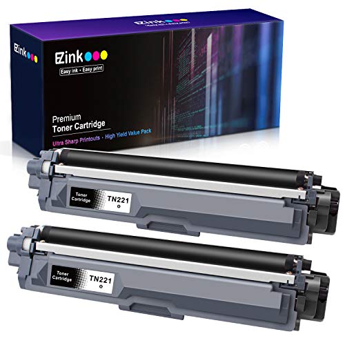 Product Cover E-Z Ink (TM) Compatible Toner Cartridge Replacement for Brother TN221 B Black to use with HL-3140CW HL-3170CDW MFC-9130CW MFC-9330CDW MFC-9340CDW HL-3180CDW DCP-9020CDN Laser Printer (Black, 2 Pack)