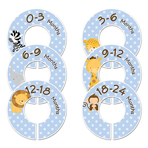 Product Cover 6 Baby Boy Nursery C86 Clothing Size Closet Divider Safari Animals (Blue, 1.25