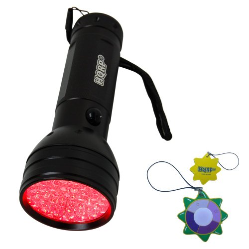 Product Cover HQRP Portable Professional Deep Red LED Flashlight 51 LED with a Large Coverage Area For Observation/Ornithological Night watching and Spotlighting of the Nocturnal Animals plus UV Meter