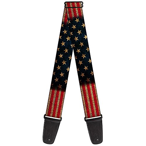 Product Cover Buckle-Down 2 Inches Wide Guitar Strap - Vintage US Flag Stretch (GS-W32210)