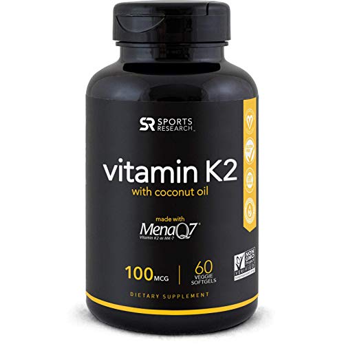 Product Cover Vitamin K2 (as MK7) with Organic Coconut Oil | Made with MenaQ7 from Fermented Chickpea | Non-GMO Verified, Vegan Certified (60 Veggie-Softgels)