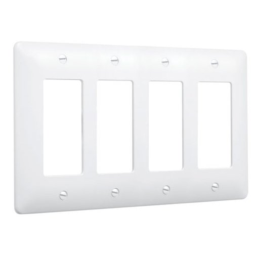 Product Cover TayMac 5555W Masque 5000 Series Nonmetallic Wallplate, Four Decorator/Rocker, Four Gang, White Textured