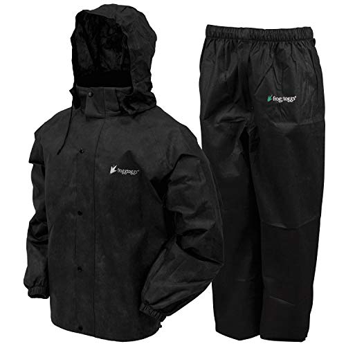 Product Cover Frogg Toggs Men's Classic All-Sport Rain Suit, Black Jacket / Black Pants, Size MD