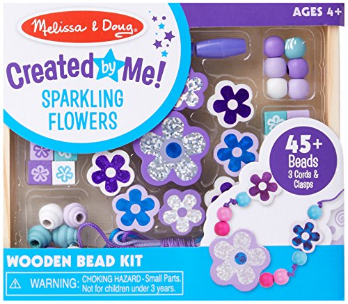 Product Cover Melissa & Doug Sparkling Flowers Wooden Bead Set (45+ Beads, 3 Lacing Strings, Great Gift for Girls and Boys - Best for 4, 5 and 6 Year Olds)