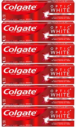 Product Cover Colgate Optic White Whitening Toothpaste, Sparkling White - 5 Ounces (6 Pack)