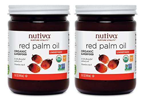 Product Cover Nutiva USDA Certified Organic, non-GMO, Cold-Filtered, Unrefined, Fair Trade Ecuadorian Red Palm Oil, 15 Ounce (Pack of 2)