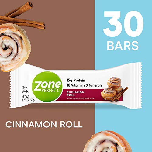 Product Cover ZonePerfect Protein Bars, Cinnamon Roll, High Protein, With Vitamins & Minerals (30 Count)