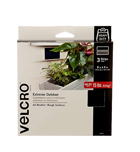 Product Cover VELCRO Brand 91885 Industrial Fasteners Extreme Outdoor Weather Conditions | Professional Grade Heavy Duty Strength Holds up to 15 lbs on Rough Surfaces, 6in x 4in, 3 Strips