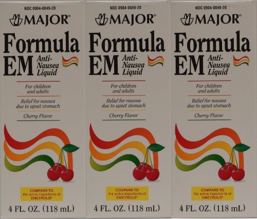 Product Cover Formula EM Generic for Emetrol Nausea & Upset Stomach Relief Cherry Flavor 4 oz. Bottle Pack of 3 Total 12 oz.