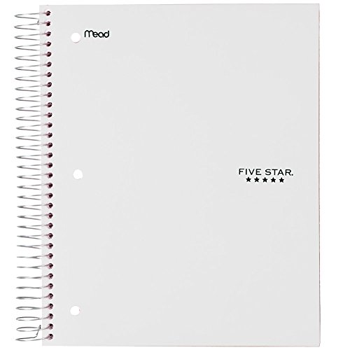 Product Cover Five Star Spiral Notebook, 5 Subject, Wide Ruled Paper, 200 Sheets, 10-1/2