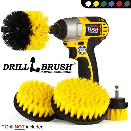 Product Cover Drillbrush 4 Piece Nylon Power Brush Tile and Grout Bathroom Cleaning Scrub Brush Kit - Drill Brush Power Scrubber Brush Set - Power Scrubber Drill Brush Kit- Power Brush Drill Attachment